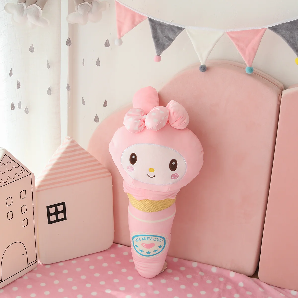 Cartoon Sanrio My Melody Kuromi Cinnamoroll Plush Ice Cream Plush Toys Stuffed Kids Birthyday Gift