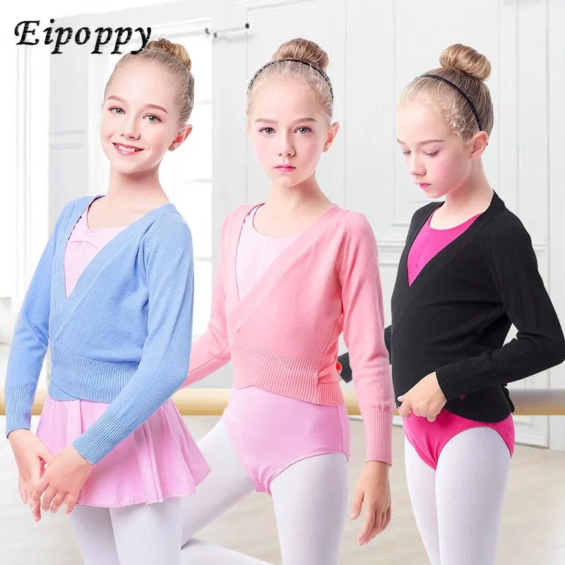 เสื้อสเวตเตอร์ถักสำหรับเด็กเล็กเด็กผู้หญิง, เสื้อโค้ทบัลเลต์ให้ความอบอุ่นสำหรับเต้นบัลเลต์ฤดูหนาวฤดูใบไม้ร่วง