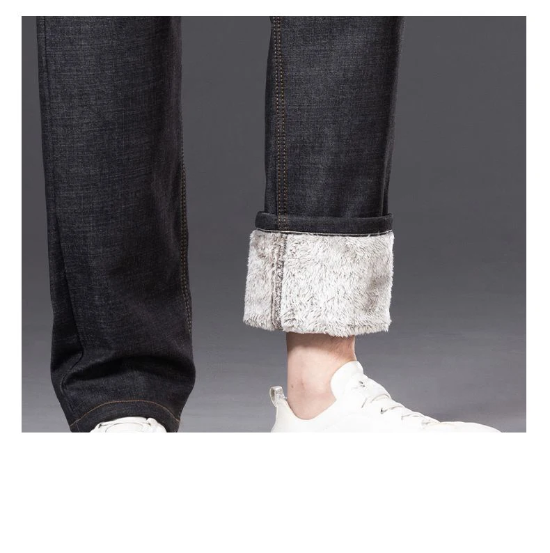 2026 Herren Fleece-gefütterte Verdickte Jeans Winter Warme Stretch Slim Fit Hosen Bequeme Weiche Hosen für Tägliche Arbeitskleidung – Detail 24