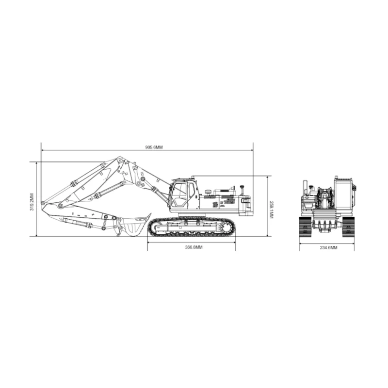 K350 200 1/14 RC trójsekcyjne ramię koparki hydraulicznej z lekką grupą w magazynie wysokiej klasy zabawki dla chłopca Model RC KABOLITE