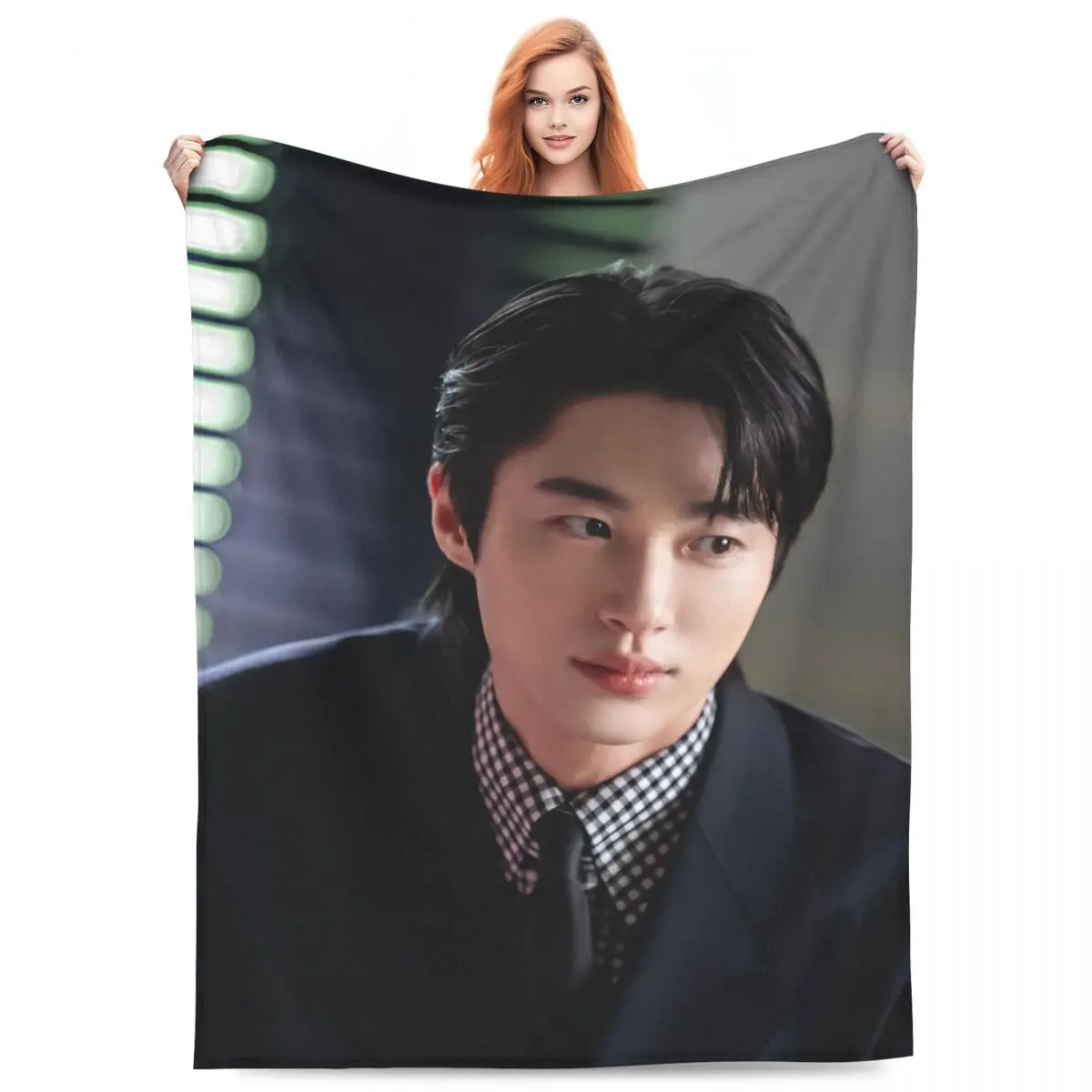 Byeon Woo-seok Korea Blankets Flannel Autumn/Winter Breathable Super Soft Throw Blankets for Bed Bedroom Plush Thin Quilt