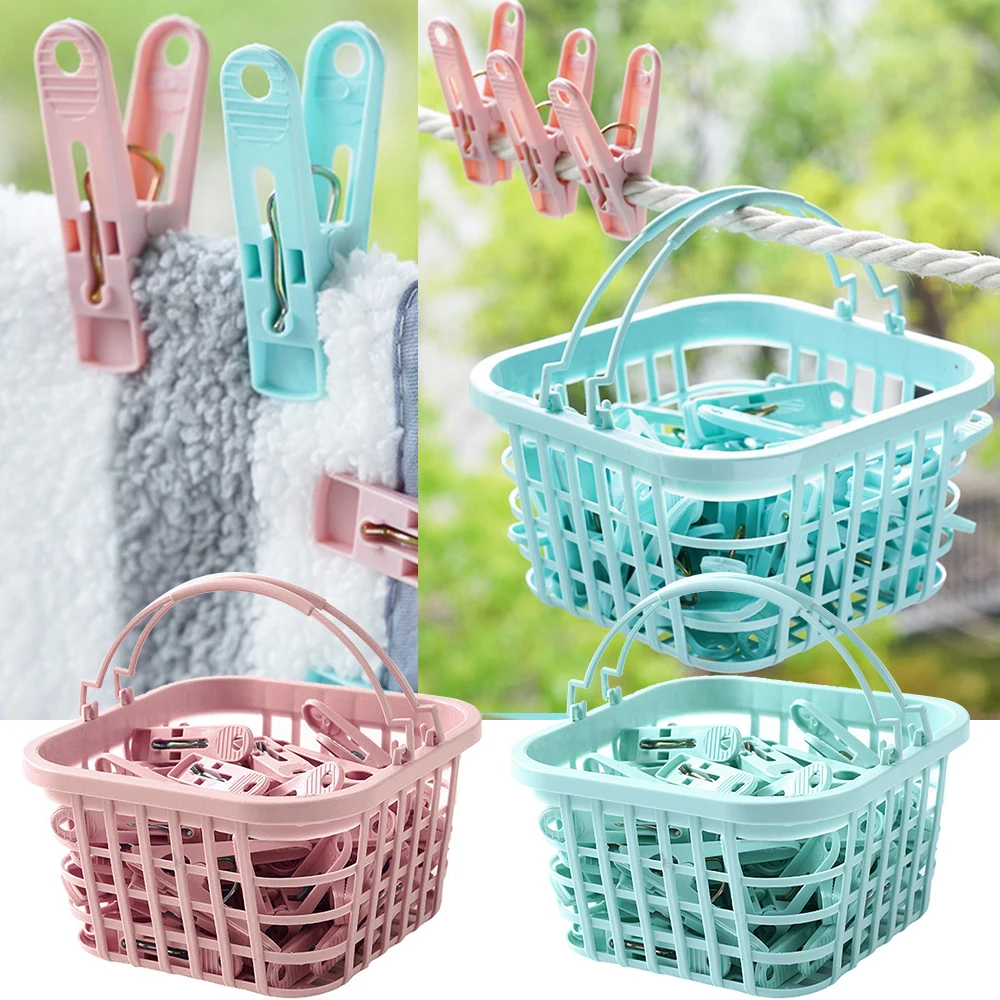 30pcs Plastic Clothespin Laundry Clip Hanger Hanging Clothespin Clip Hanging Clothes Hook Storage Basket Clothes Hanger