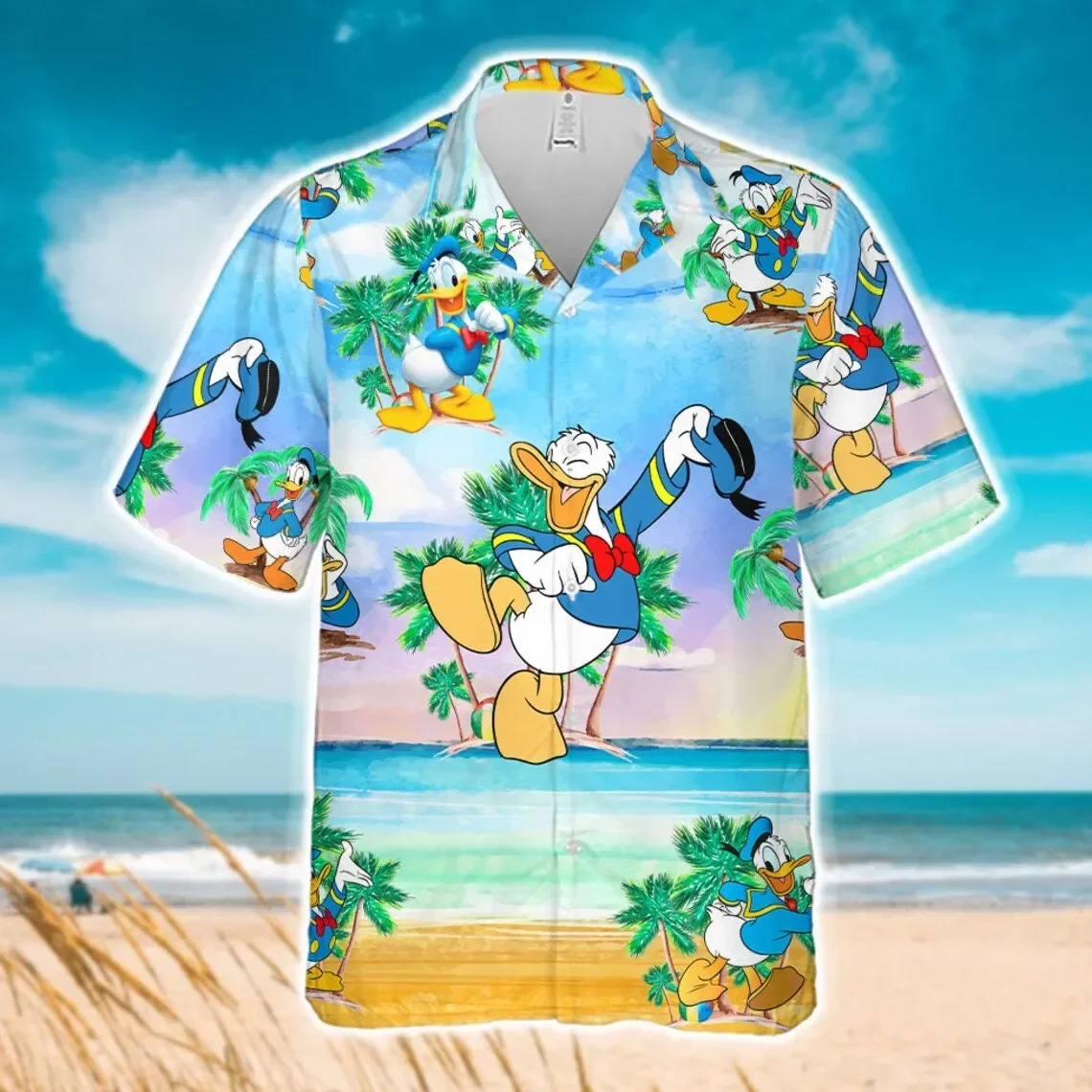 Many Faces of Donald Duck Hawaiian Shirt Disney Inspired Men's Button Down Short-Sleeved Shirt Men's Beach Shirts Casual Tops