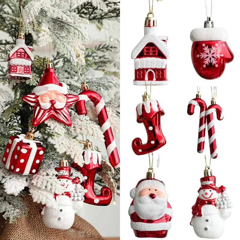 Christmas Tree Decoration Electroplate red Candy Cane Santa Claus Xmas Tree Hanging Pendants Christmas Gift Decoration Navidad