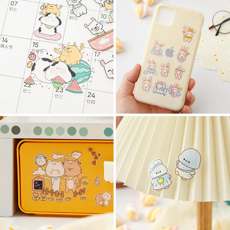 Cute Handbag Stickers Cartoon Children's PET Waterproof Decorative Water Cup Diary Stickers Ins Wind Handbag Stickers