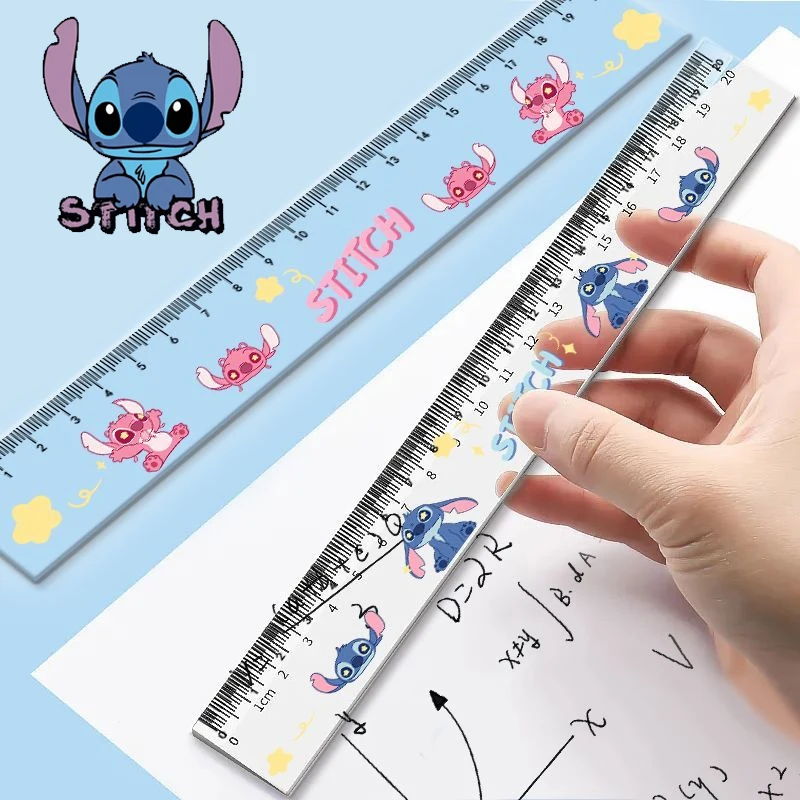 Disney-Stitch Cartoon Régua Reta, Bonito, Transparente, Papelaria Estudante, Medição, Ferramentas de Desenho, Escritório, Material Escolar