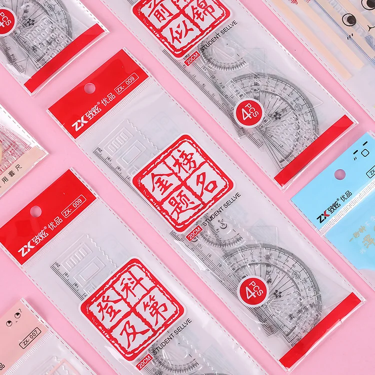 Triangle Ruler Set for Kids Students Cute Geometry Tools for School Learning Supplies Stationery Kit 4PCS Wholesale