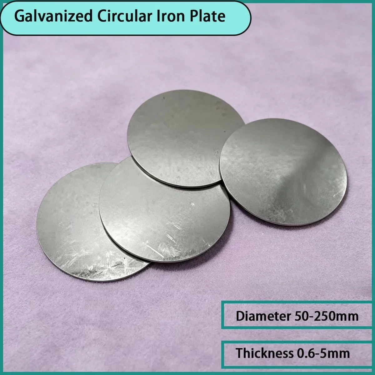 Galvanized circular iron plate with a diameter of 50-250mm is used for mechanical parts, hardware components, etc