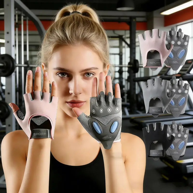Fitness Women's Half Finger Gloves Anti-Slip for Outdoor Cycling Exercise Equipment Compatible with Iron Roller Skipping Rope