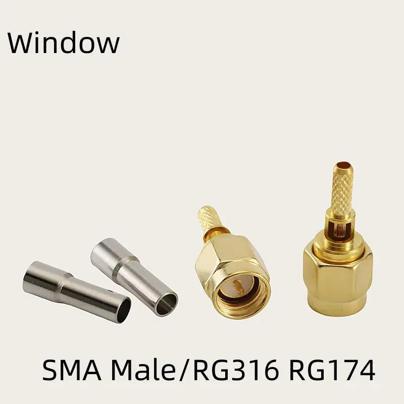 5PCS Adapter RP-SMA/SMA Male plug/ female Jack window crimping 50-1.5 RG316 RG174 cable RF coaxial connector