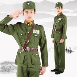 2 colos military cosplay costume men chinese military uniform clothing historical Army Suit Kuomintang soldier cosplay