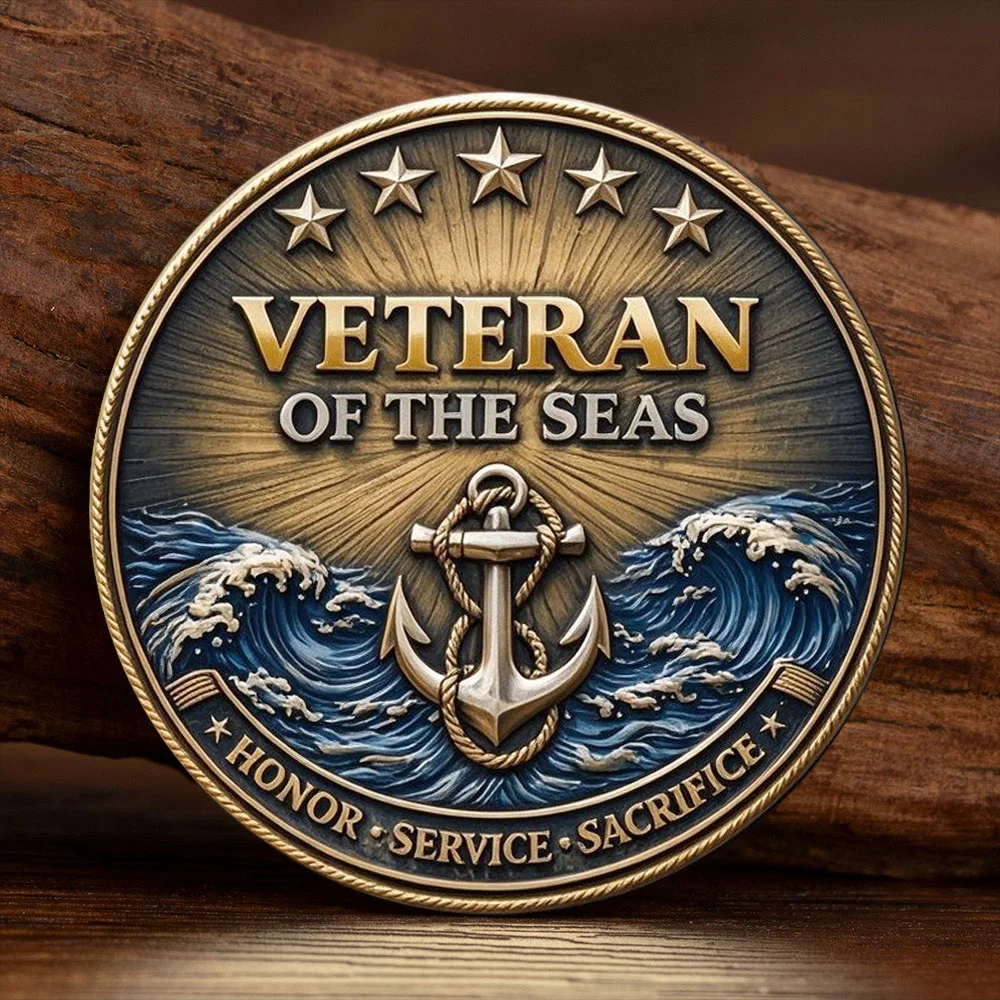 US Navy Sailor Veteran Bronz Challenge Coin Eagle Anchor Sea Honor Service Sacrifice Commemorative Coin Souvenir Gift