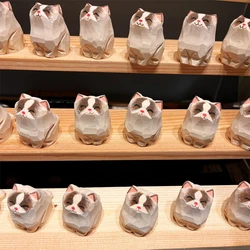 Ragdoll Cat Statue Handmade Wooden Ornament Crafts Samll Gifts Natural Wood Craft Kid Toys Desktop Home Decoration Figurine VC
