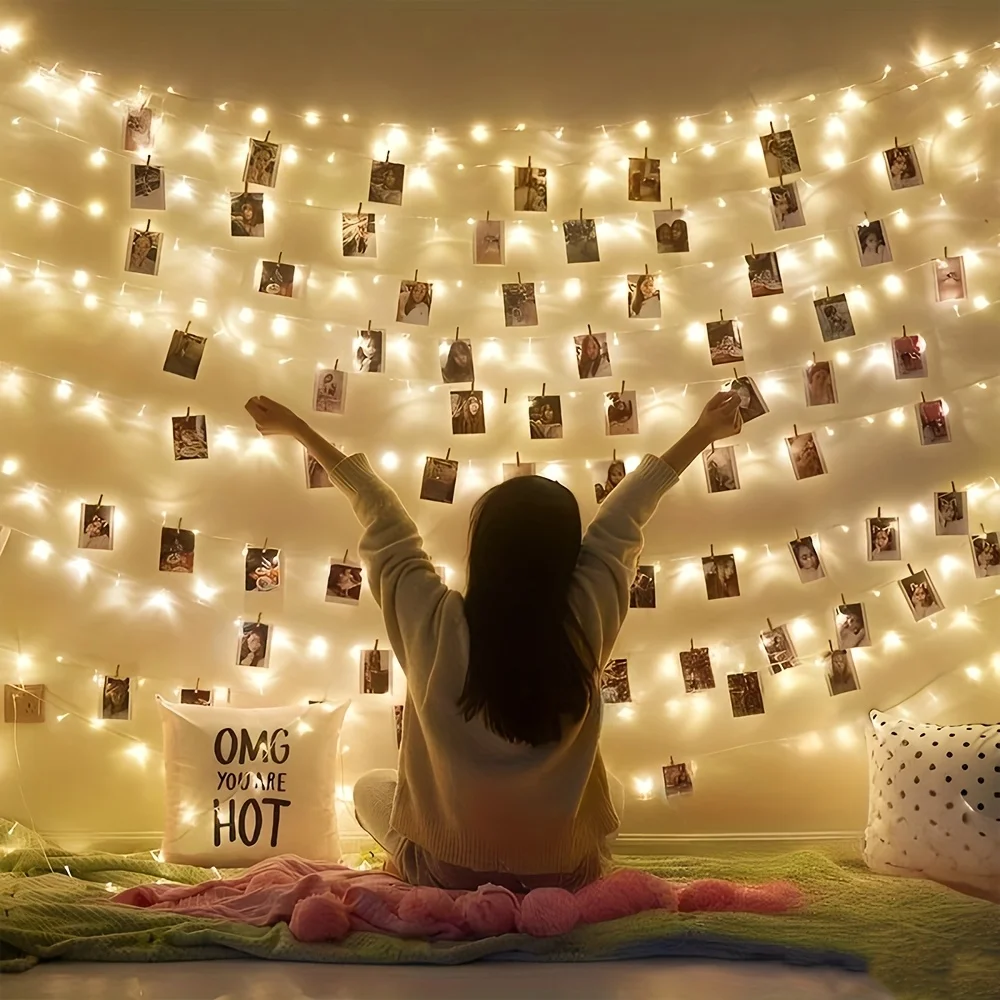 1PC 1.5M/3M Battery Powered Photo Clip Indoor Light String, Used for Commemorative Days, Festivals, Picture Display, Party