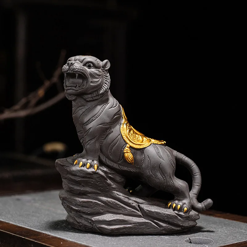 

Фиолетовый глиняный чайный питомец Lucky Tiger, чайный столик премиум-класса, чайный художественный чай, игровые украшения, принадлежности для церемонии