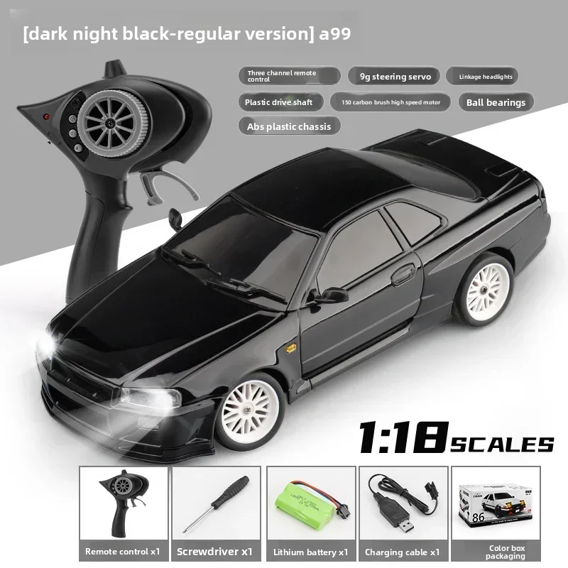 FOR 2.4G LD1899 Remote Control Car 1/18 Rear Wheel Drive GTR Drift Cr Racing Vehicles Models Toys With Led Light