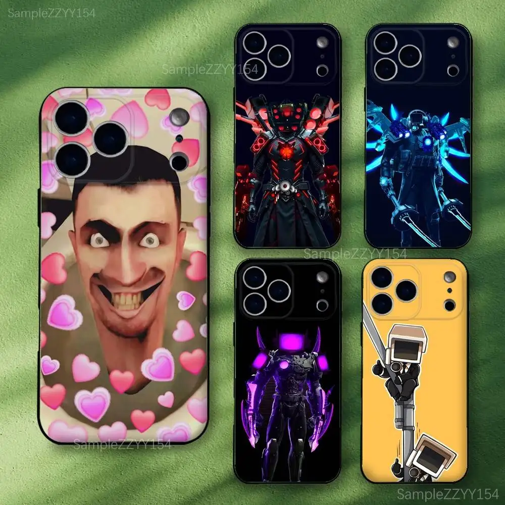 

Skibidi Toilet TV Man Phone Case For iPhone 17,16,15,14,13,12,Pro,Max,Plus,E,SE4,Air,Mini Black Soft Funda