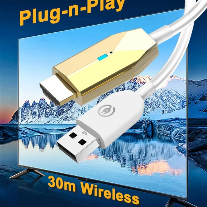 

Durable-5G 30M беспроводной совместимый удлинительный кабель аудио-видео передатчик и приемник адаптер дисплея для камеры ПК (золото) легко