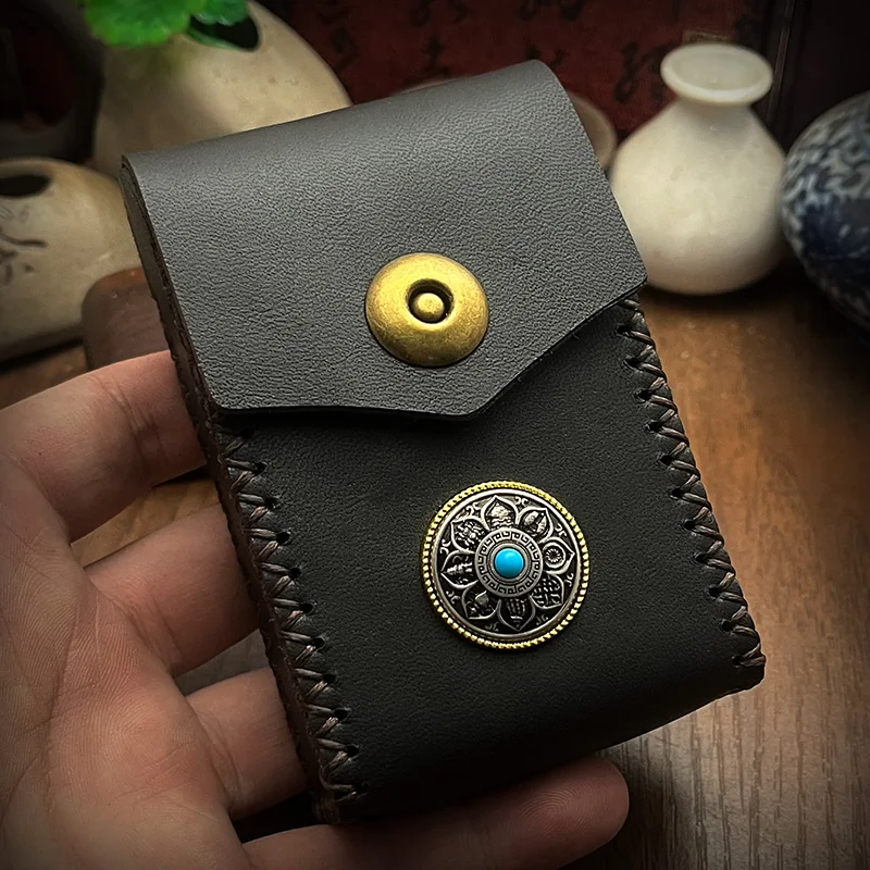 

NP27 Rotary Babao Coarse Cigarette Box Whole Packaging Vegetable Tanned Leather Thick Cowhide Hand-sewn Top Layer Classic 20 Pcs