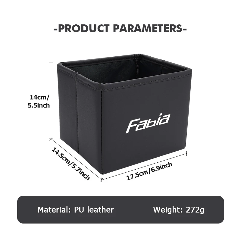 For Skoda Carbon Fiber Car Folding Storage Trash Can Portable Interior Accessory Fabia Octavia 2 3 Rapid Kodiaq Karoq Fabia view 6
