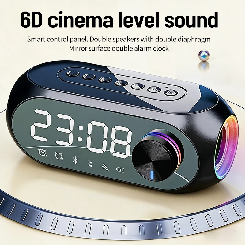 Portable S8 Bluetooth Speaker Alarm Clock FM Radio Outdoor Wireless Mini Music Play Office Lamp Column Display Decoration