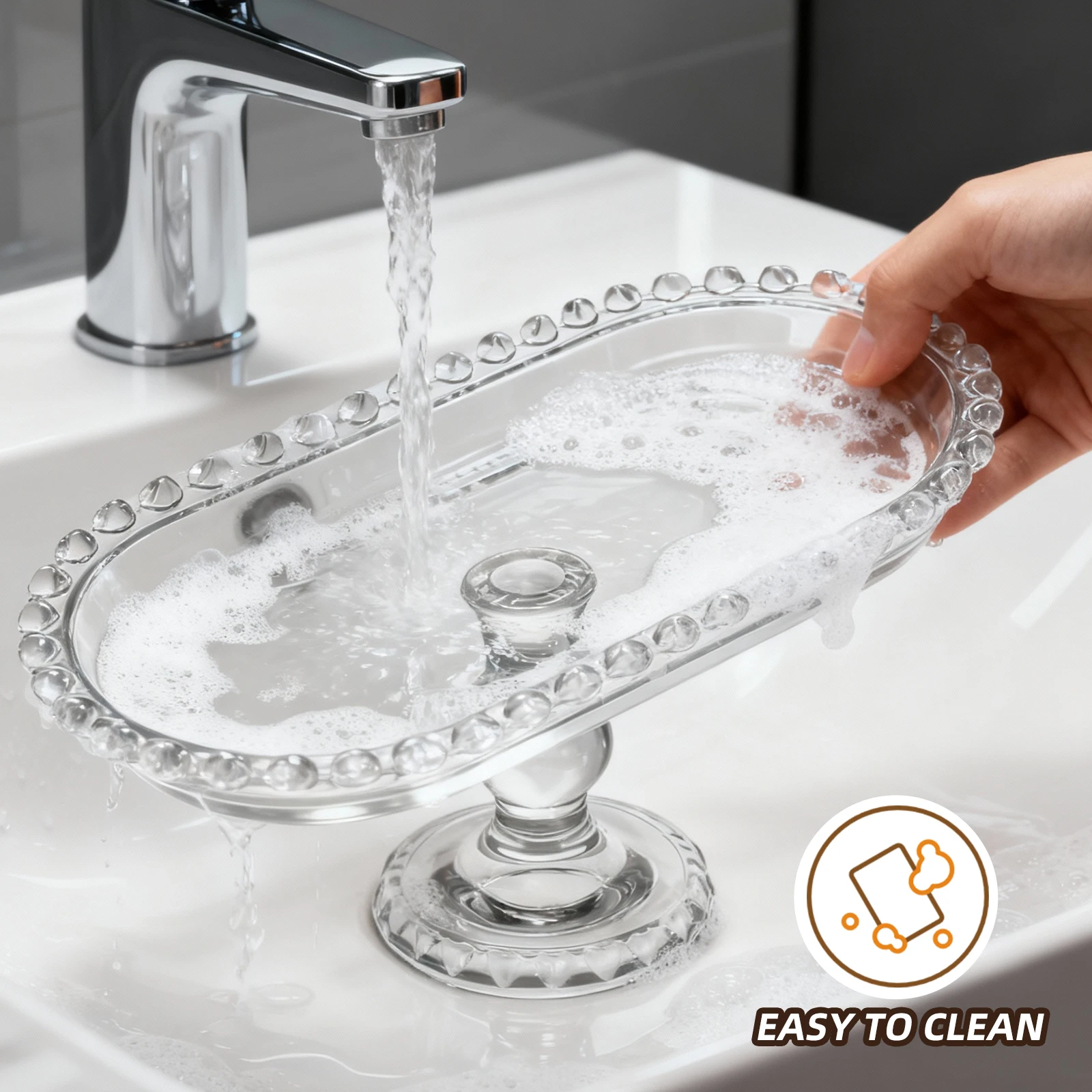 Fruit Tray Appetizer Serving Crystals Centerpieces Textured Dessert Plate Decoration Dry Plates Snack Holder Daily Use