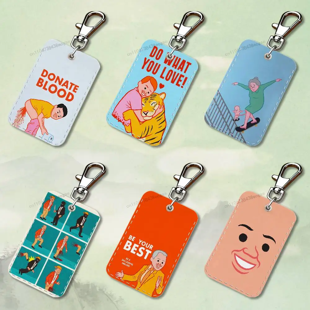 

Funny Art J-Joan C-Cornella Custom Access Card Case Leather Card Holder Keychain Key Ring Transportation Card Case Gifts