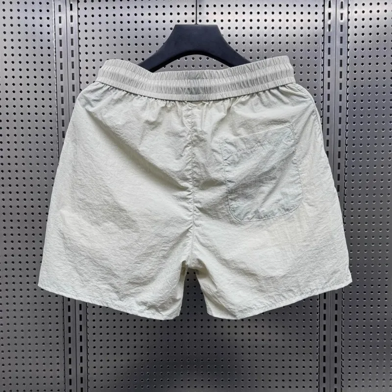 Tech Quick Dry Fabric Beach Shorts Men's Summer Casual Ice Silk Lightweight Loose Fit Mid Waist Straight Tube Quick Dry