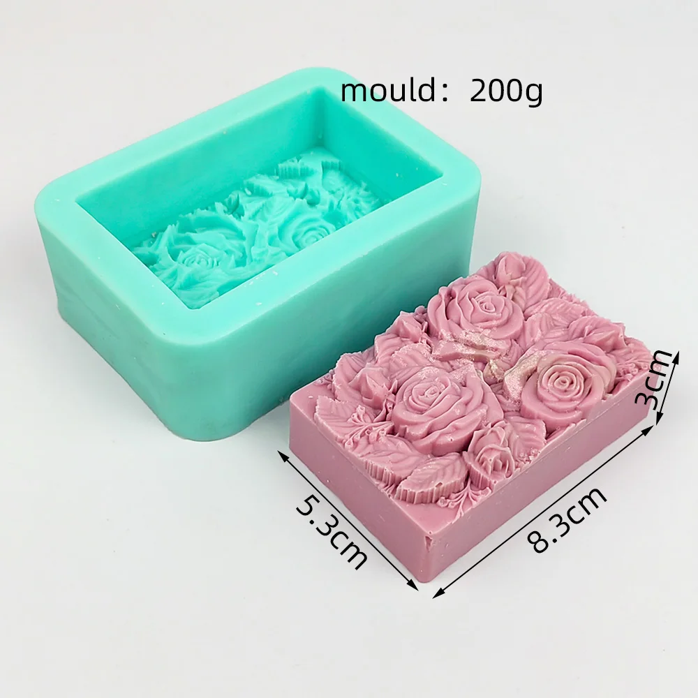 Rose Leaf Square Handmade Soap Moulds Flowers Molds Silicone Candle Mold Wedding Birthday Valentine's Day Clay Resin HC0435