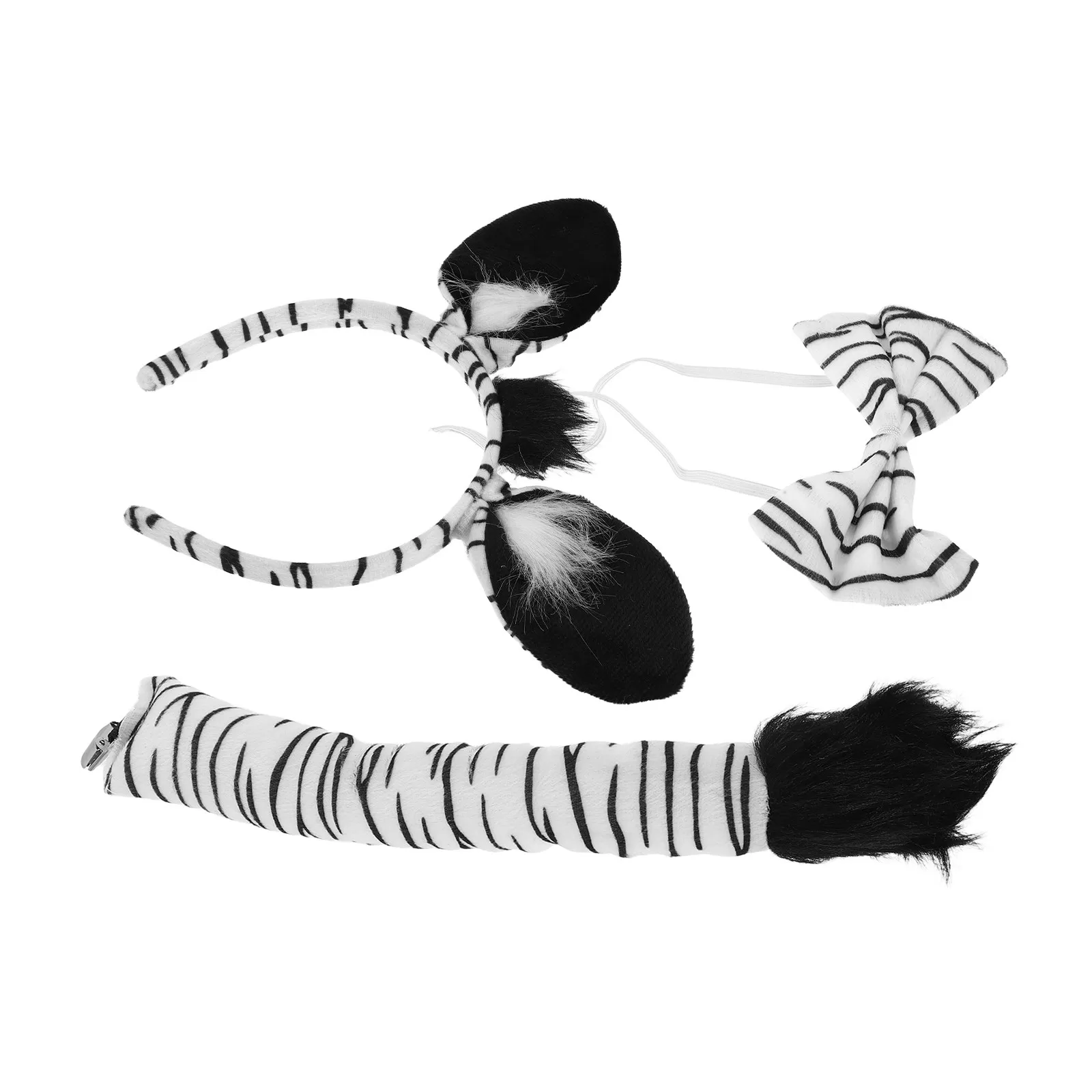 

Комплект аксессуаров для костюма тигра: реалистичные уши, повязка на голову, хвост, галстук-бабочка для взрослых, для вечеринок в стиле джунглей, Хэллоуина, Недели книги