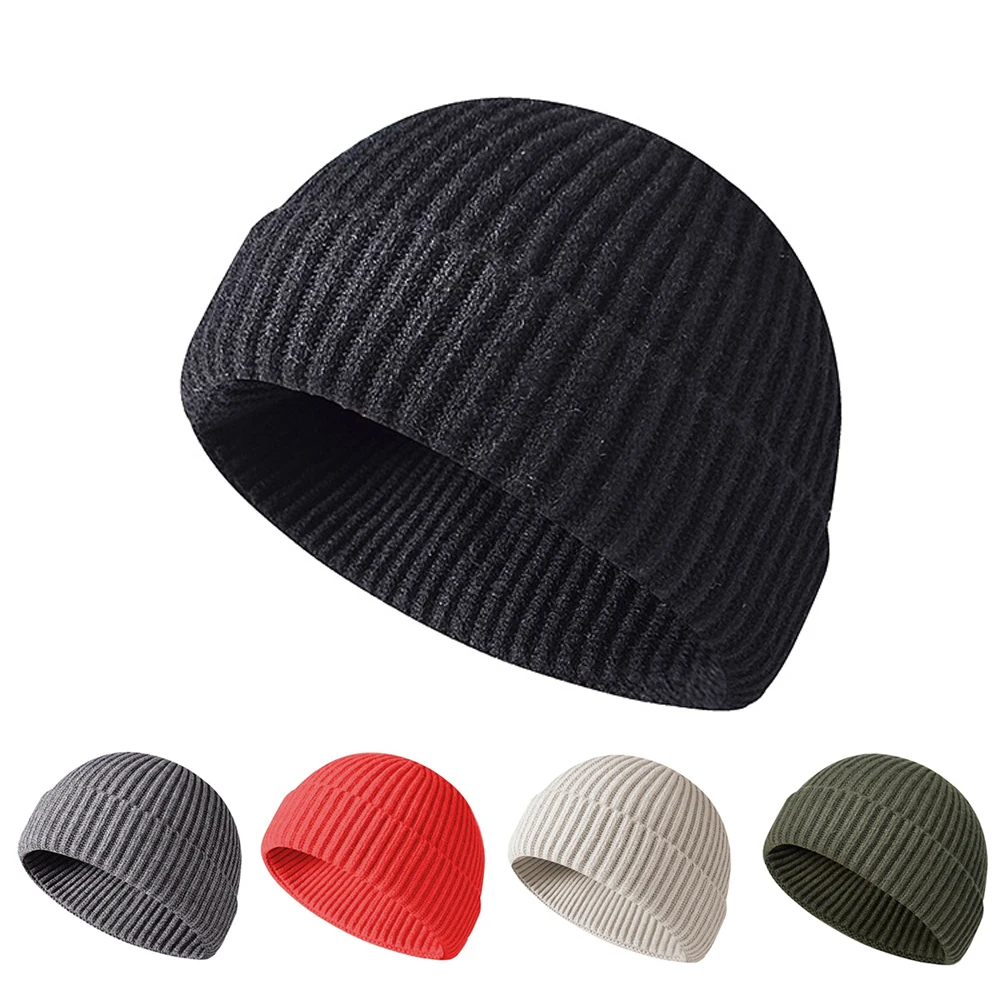 

Hip Hop Beanie Hat Chunky Cuffed Knitted Hat Winter Warm Hat for Women Men
