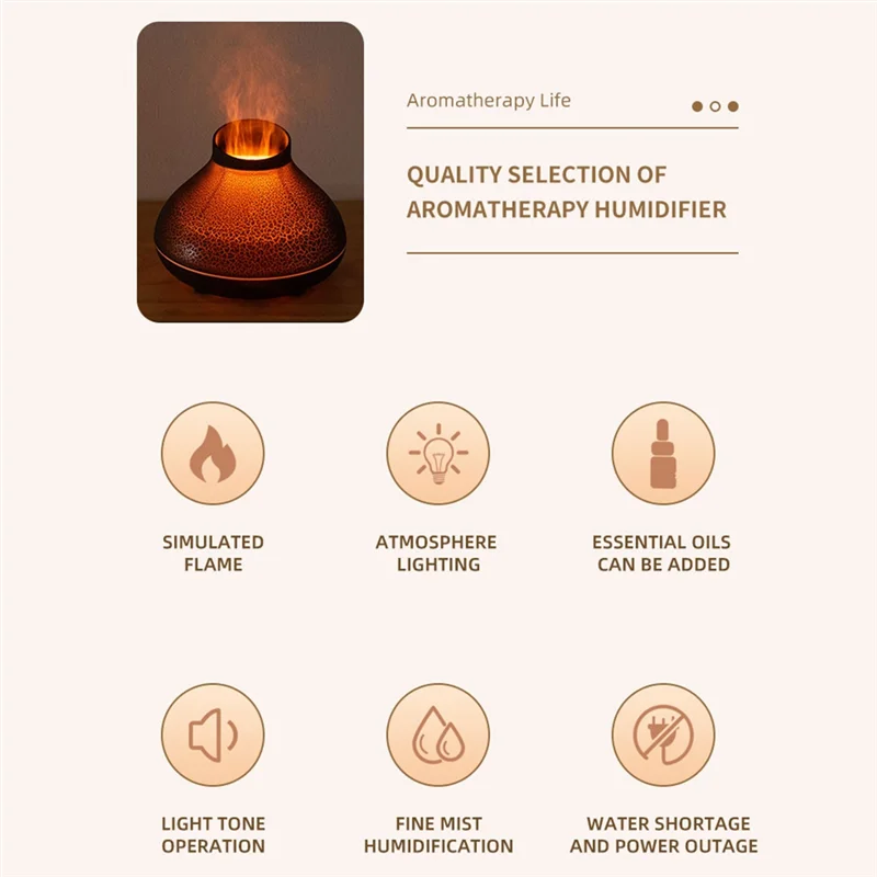 Diffuseur de feu de joie AT28-Flame 130Ml, humidificateur de flamme colorée, petit diffuseur d'huile essentielle pour chambre et bureau B