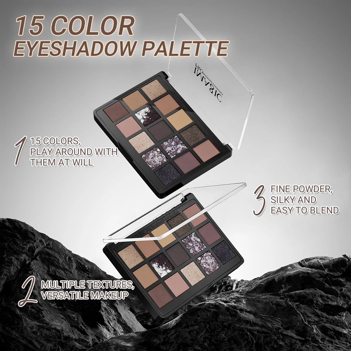 IMAGIC 15 Color Eyeshadow Palette Makeup Matte+Shimmer Pigmented Eye Shadow Powder EY-363