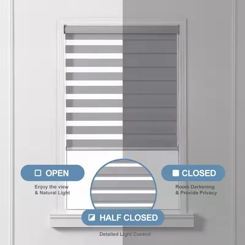 سعر المصنع ستائر التحكم واي فاي 100% البوليستر نسيج مزدوج توصيل أليكسا جوجل Homekit موتور التلقائي زيبرا الستائر للمنزل