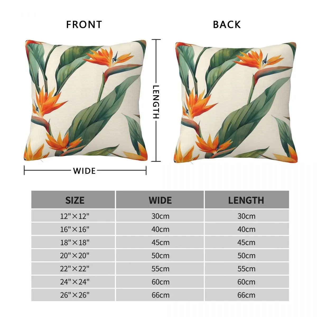Bird Of Paradise Strelitzia Square Pillowcase Polyester Linen Velvet Creative Zip Decor Car Cushion Case