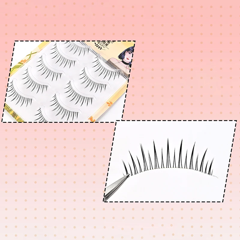 One Piece Clear Stem False Eyelashes Five Pairs Of Small Devil Fishtail Fox Tied Oblique Fly Lazy Girl Group False Eyelashes