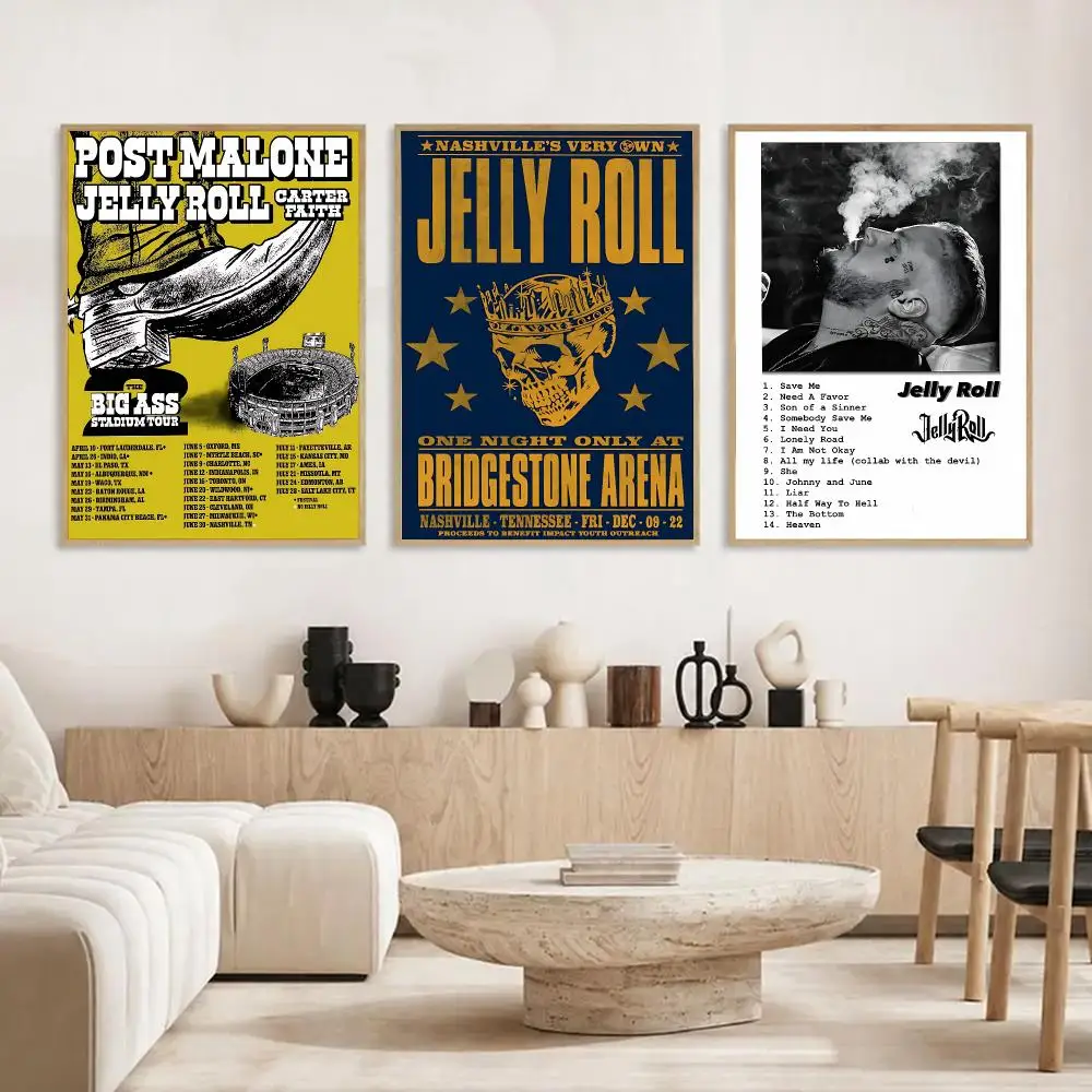 Rapper Jelly Roll Poster HD Printed, Self-Adhesive, No Residue on Removal, Dorm & Bedroom Decor，gift