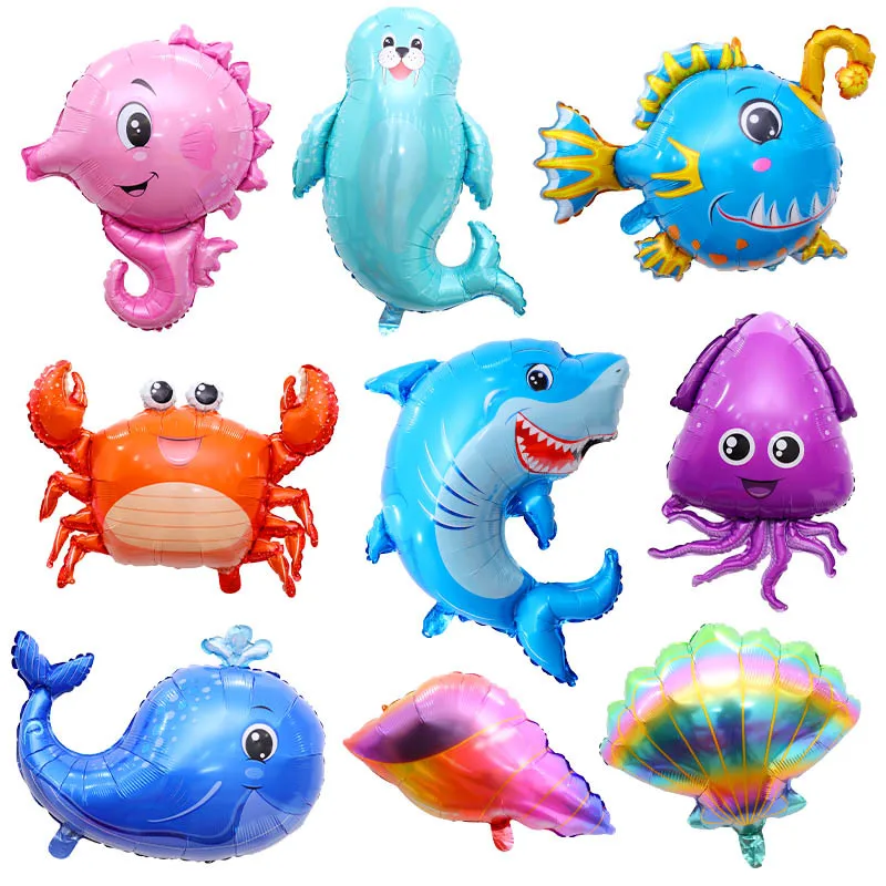 New Products Sea Animal Balloons Foil Shark Octopus Balloons Ocean Birthday Party Decorations Baby Shower Kids Toys Helium Balls