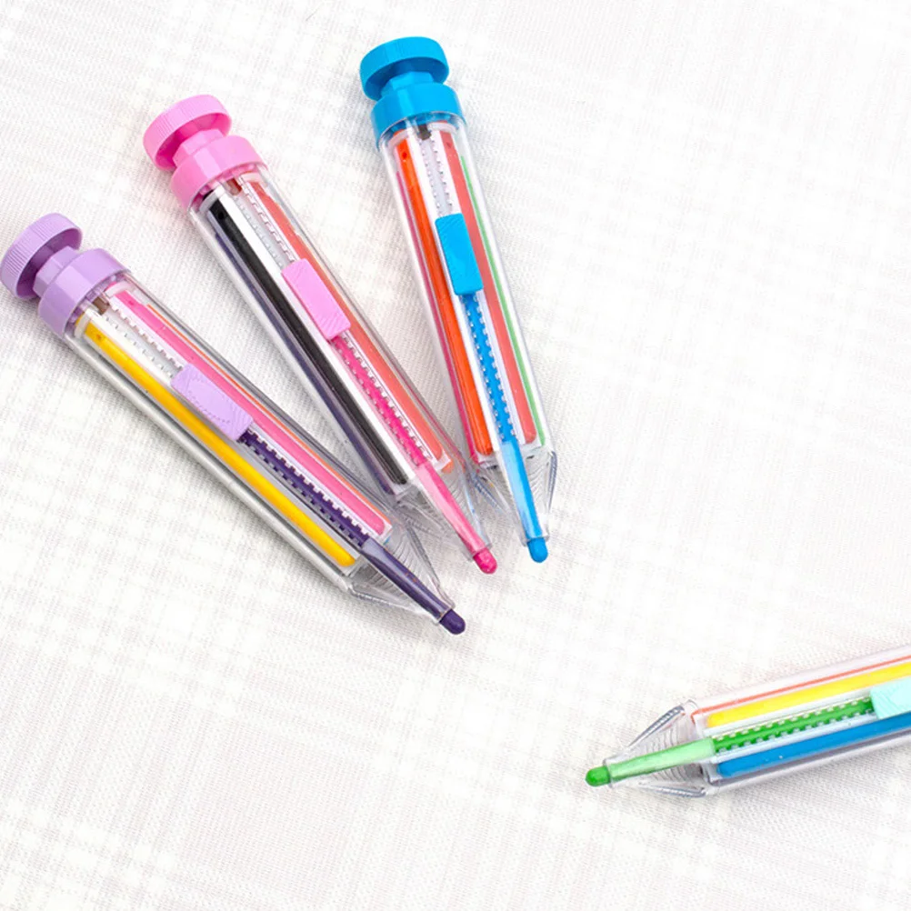

4Pcs Multicolor Rotating Crayon Pressing Pen Creative Ergonomic Writing Tool Portable Household Stationery Children Pen