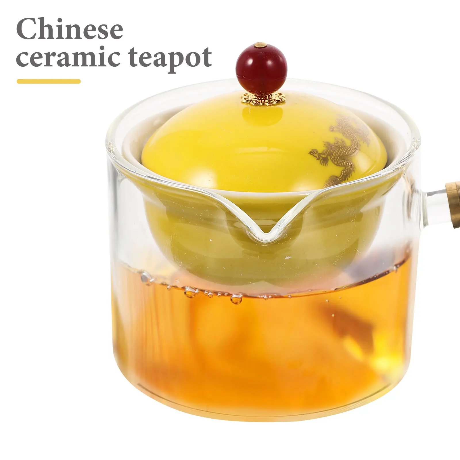 

Ceramic Side Handle Teapot Heat Resistant Exquisite Pattern Household Tea Pot 360 Degree Rotation Kung Fu Tea Making Tool