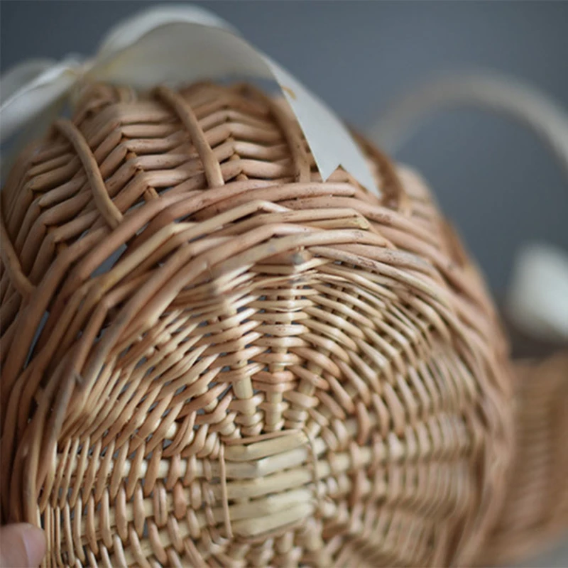 Woven Flower Basket Rattan Storage Basket Flower Girl Hand Basket Handmade Flower Basket For Home Wedding Decor