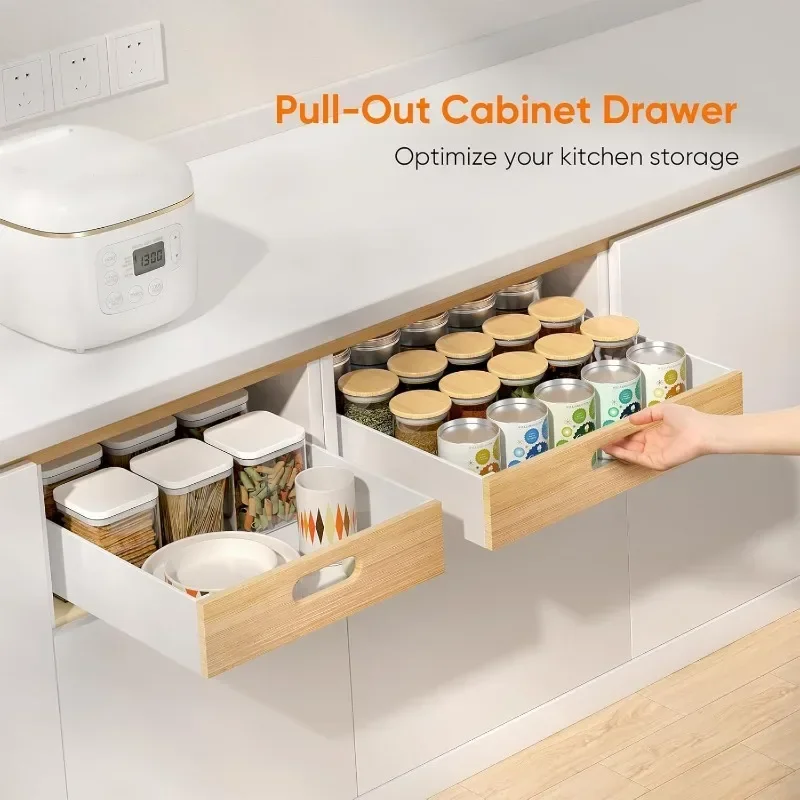 Pull Out Drawer for Cabinet, Metal Slide Out Shelf Fixed