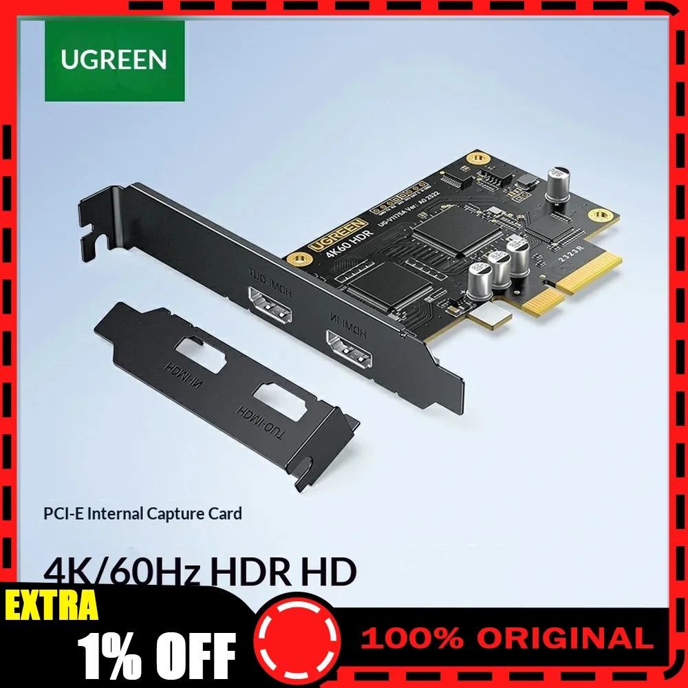 UGREEN CM701 25176 PCIe HDMI Video Capture Card 4K 60Hz HDR Game Recording Live Streaming