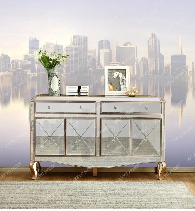

Classical Mirror Sideboard Cabinet Living Room Entrance Entrance Foyer Curio Cabinet Paint Storage Cabinet