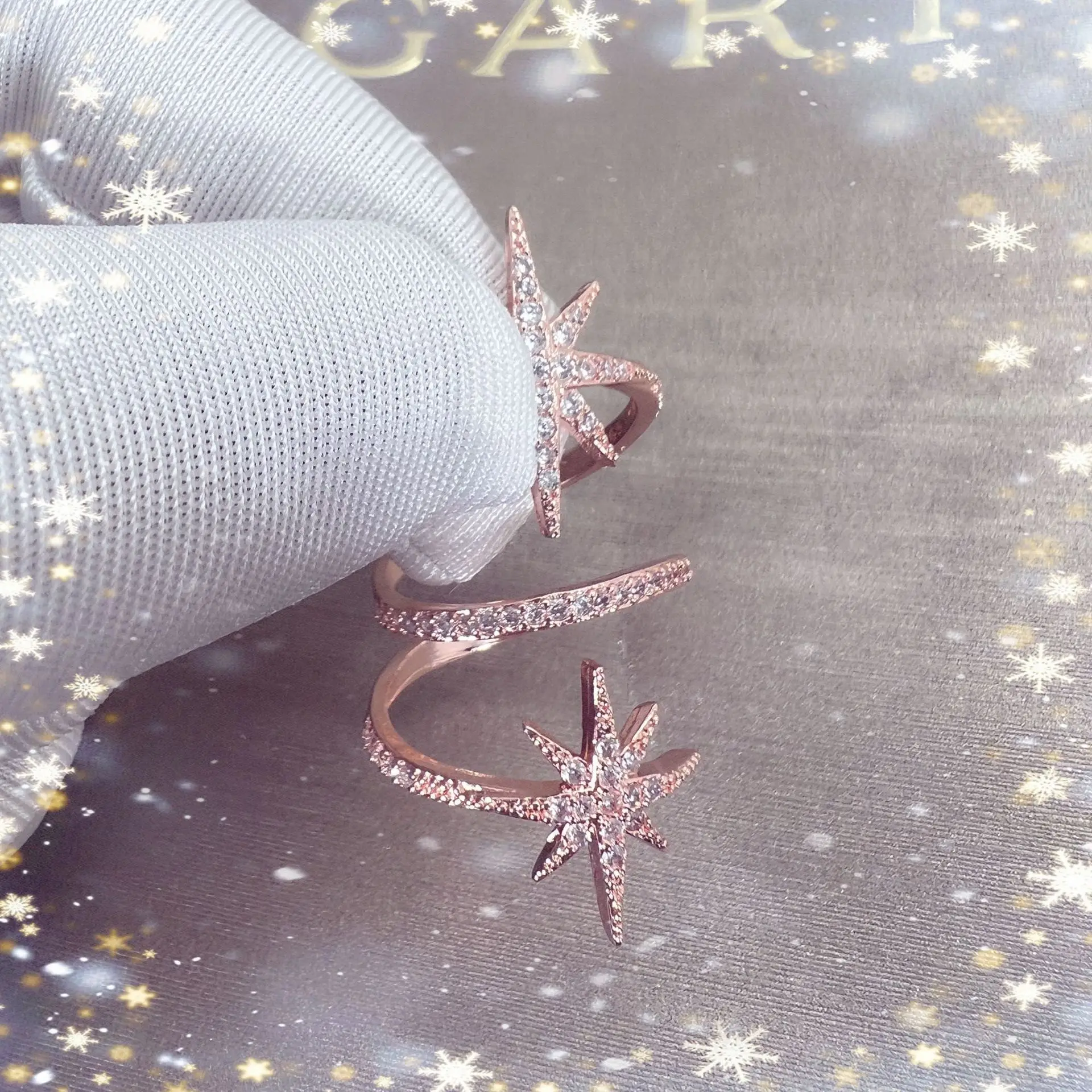 Temperament decompression eight star open ring niche design sense fashion personality index finger ring