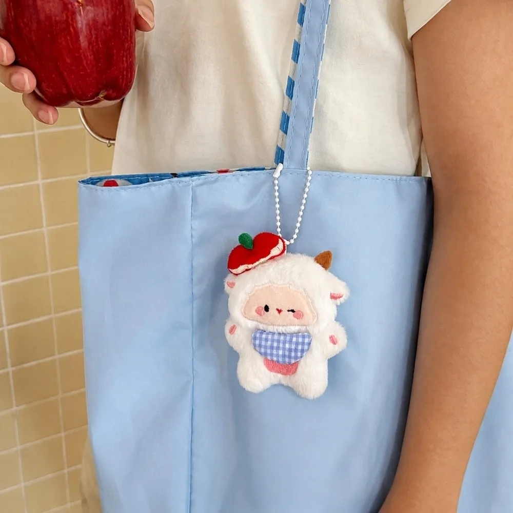 Chinese Zodiac Sheep Plush Keychain Soft Multi Colors Fluffy Sheep Keychain Cartoon Backpack Pendant Stuffed Lamb Pendant
