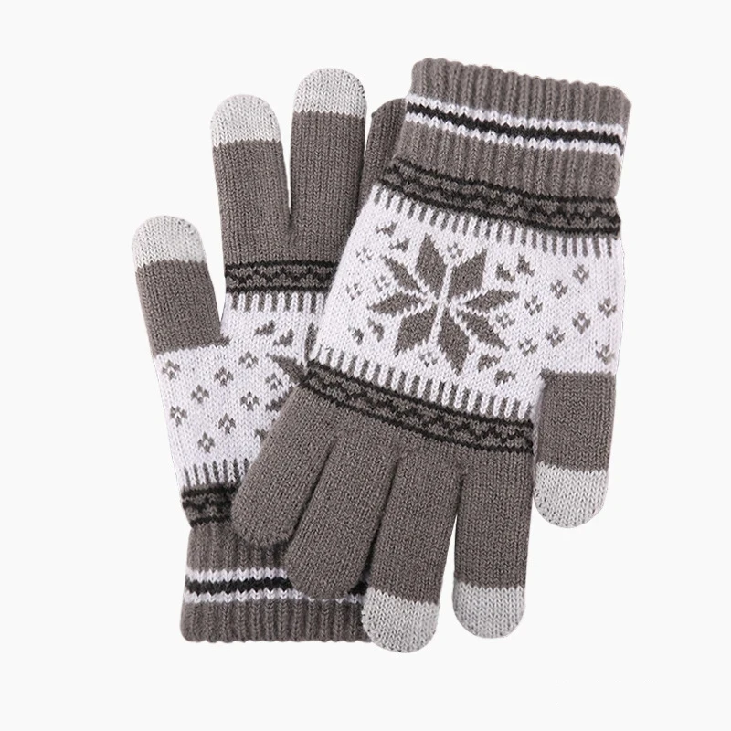 Rimiut hiver gants chauds femmes hommes Stretch tricoté flocon de neige doigt complet Guantes femme épais mitaines écran tactile