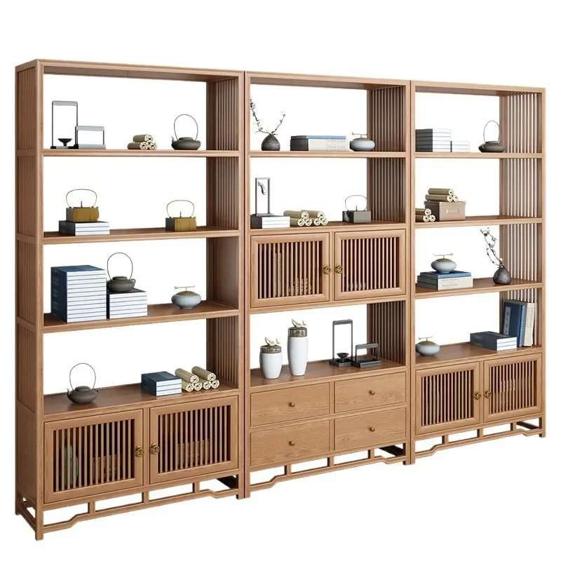 Chinese Style Old Elm Wood Bogu Frame Tea Set Display Shelf Duobao Pavilion Partition Bookshelf for Office And Home Decor