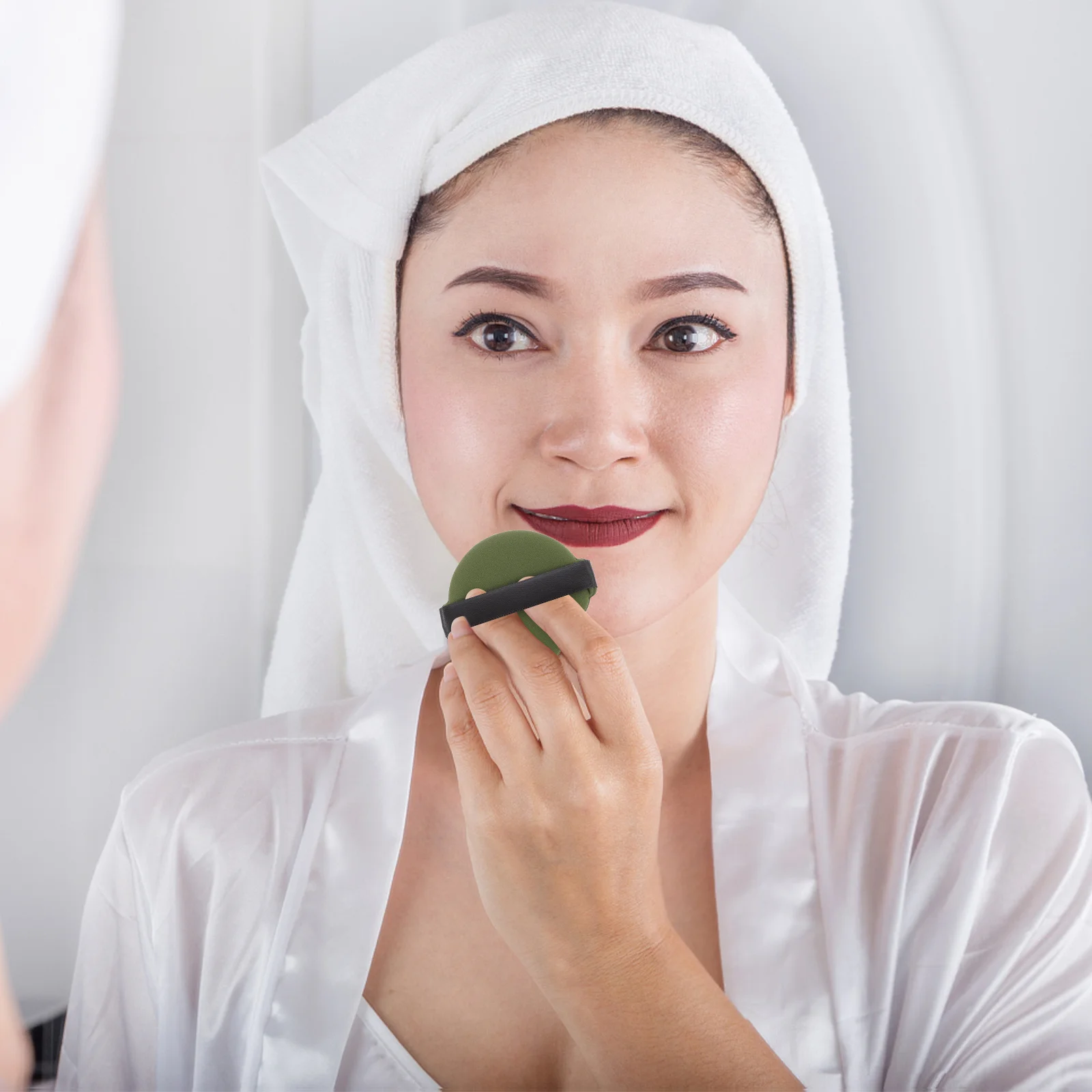 7 個両面パウダーファンデーションスポンジウェットドライ使用メイクアップツールルースフェイスパウダー