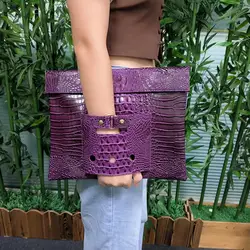 Cartella di File verde coccodrillo da donna di grandi dimensioni borsa per documenti A4 borsa per Laptop da donna di moda borsa per valigetta da lavoro